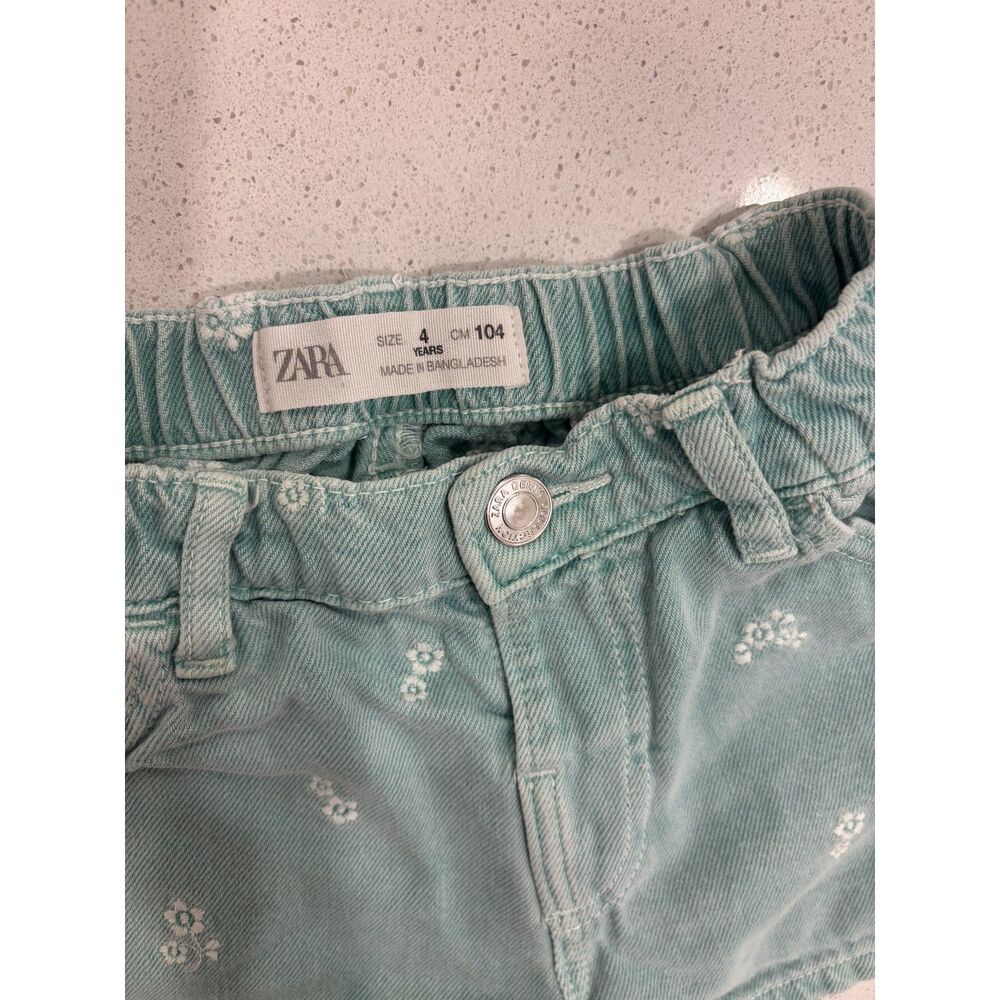 Zara Kids Blue Embroidered Denim 4T Shorts